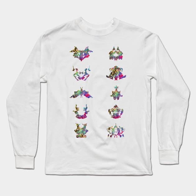 Collection of Rorschach inkblot tests Long Sleeve T-Shirt by erzebeth